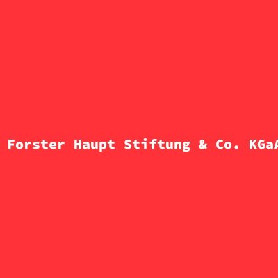 Hersteller: Forster Haupt Stiftung &amp; Co. KGaA